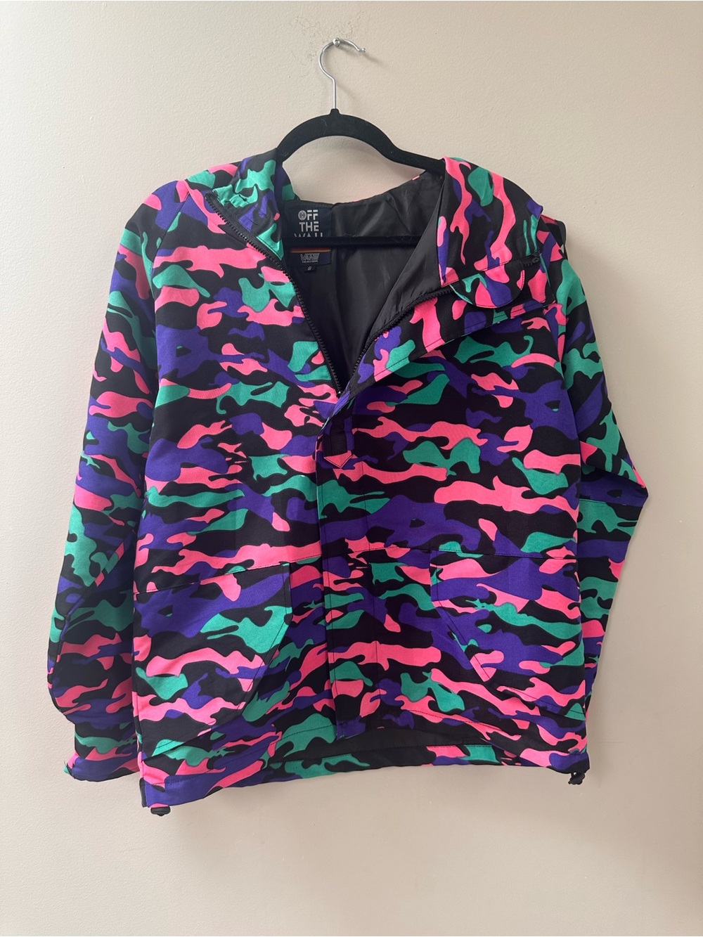 Off the Wall Vans Neon Camo Hooded Jacket - Pink, Purple, Teal, Black